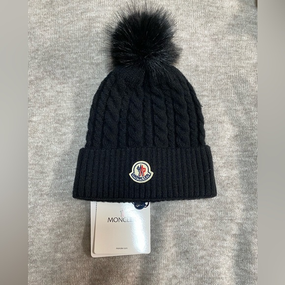 Moncler Black Cable Knit Beanie